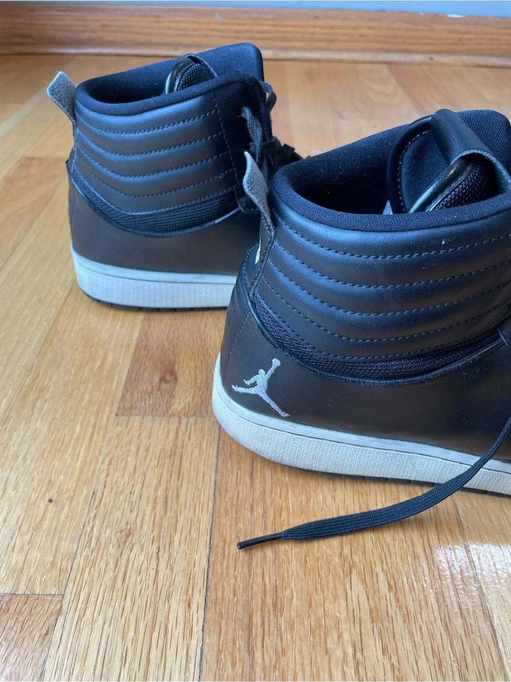 Men’s Size 12 Jordan Heritage Black and White High-Top Sneakers